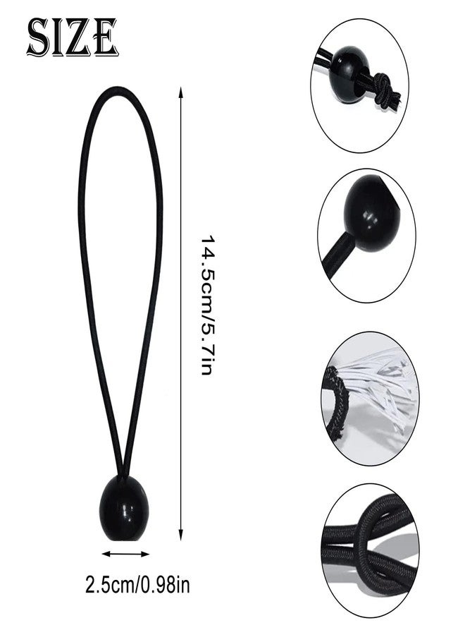 Pmeixcy 10pcs Black Tarpaulin Bungee Balls Flag Bungees Ball Bungee Ties Bungee Cord Balls Tent Elastic Loops Tarp Bungee Balls Tie Down Straps Elastic Ties with Balls for Tent Banner Flag Poles Tarpaulin - Image 2